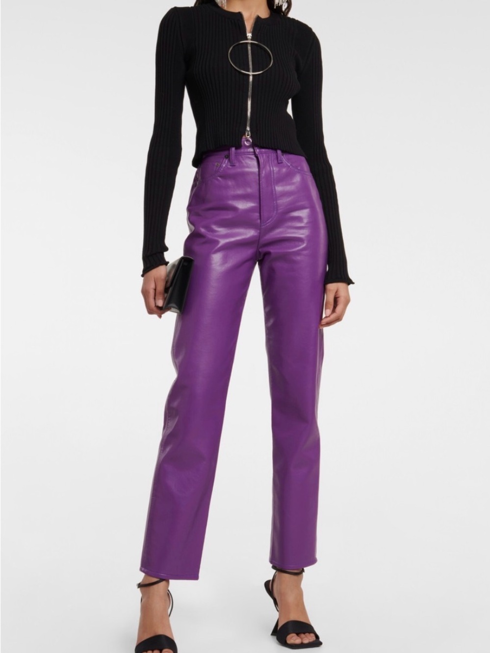 Agolde Purple Recycled Leather Straight-Leg Pants